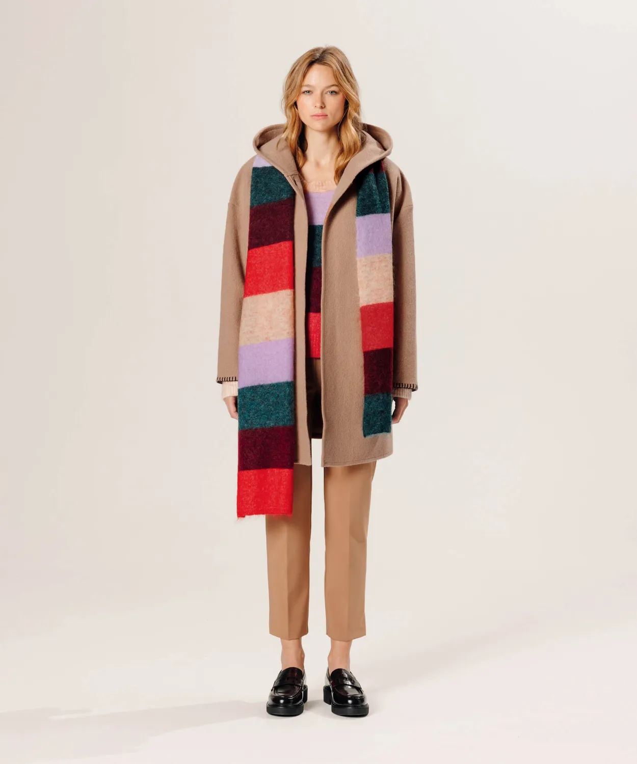 Rodier Cappotto Lana Cotta Beige Ficelle Cappuccio
