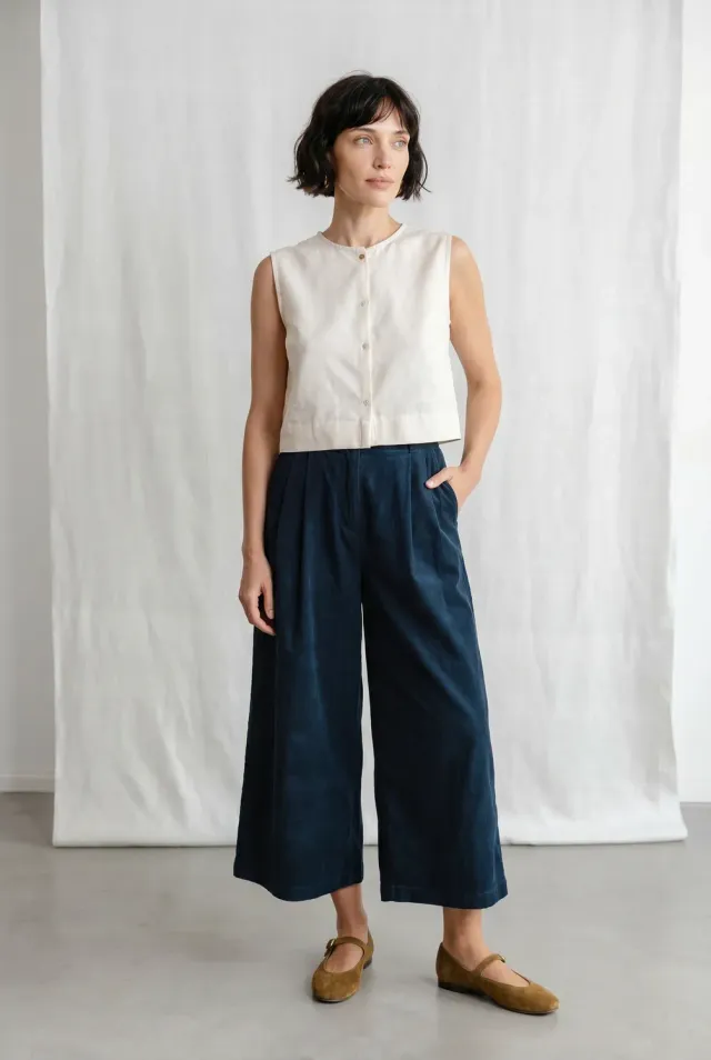 Jyoti Awasi Midnight Blue culotte velluto blu