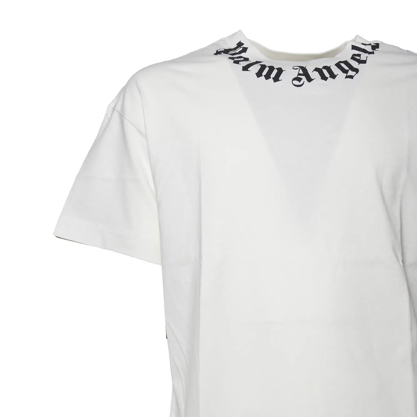 Palm Angels PMAA109S26JER008 t-shirt bianco/nero logo collo