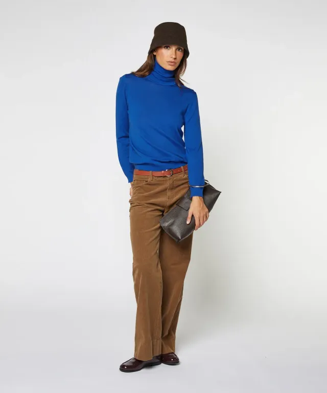 Rodier Maglione dolcevita lana merino blu azzurro