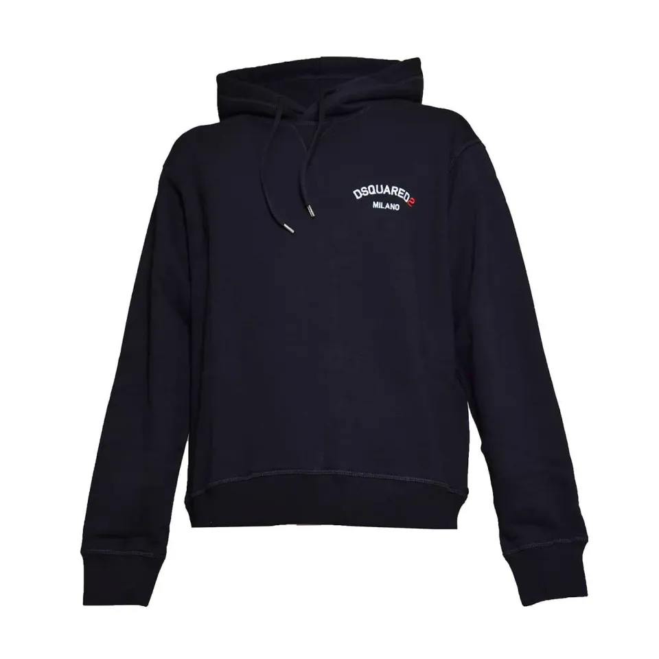 Dsquared2 S74GU0830S25516 felpa uomo nera cappuccio cotone