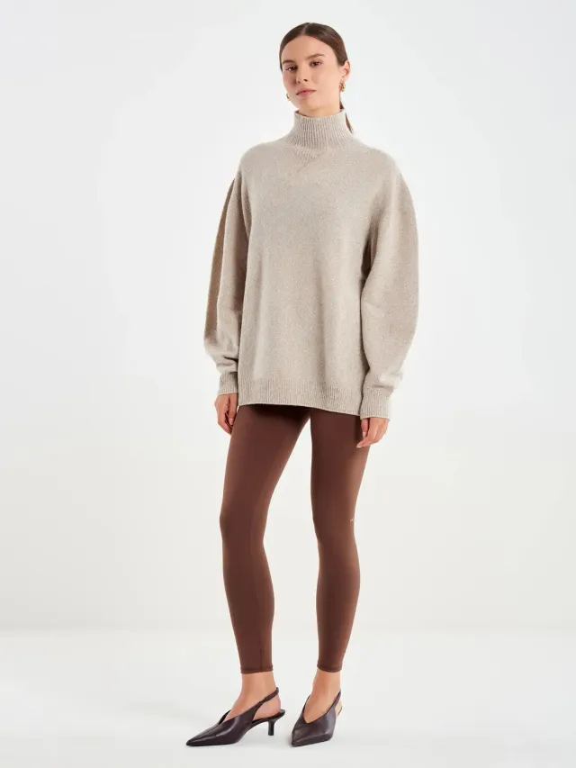 VICOLO Pull Scollo Cratere Lana Beige Unica