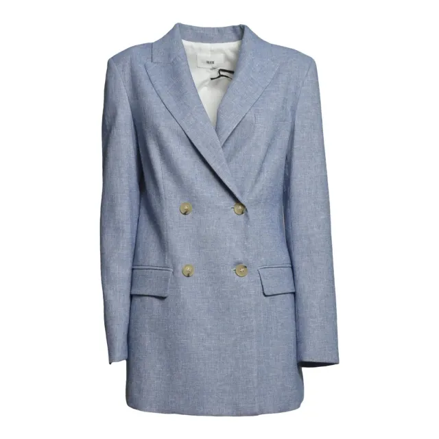 Solotre M1AB0193 blazer donna blu misto lino