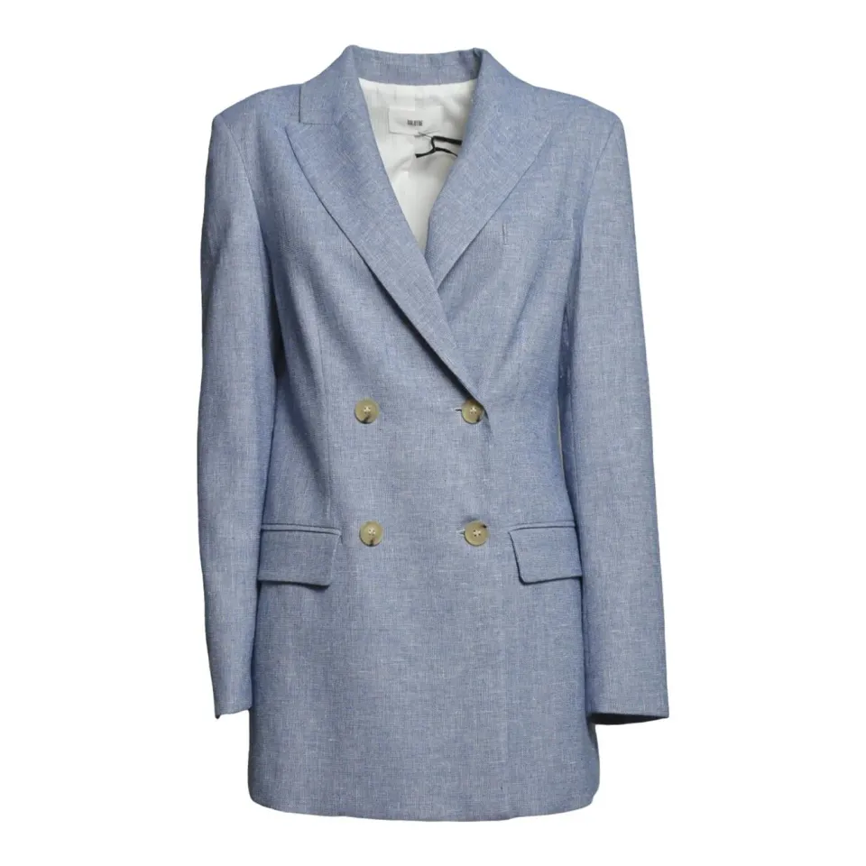 Solotre M1AB0193 blazer donna blu misto lino