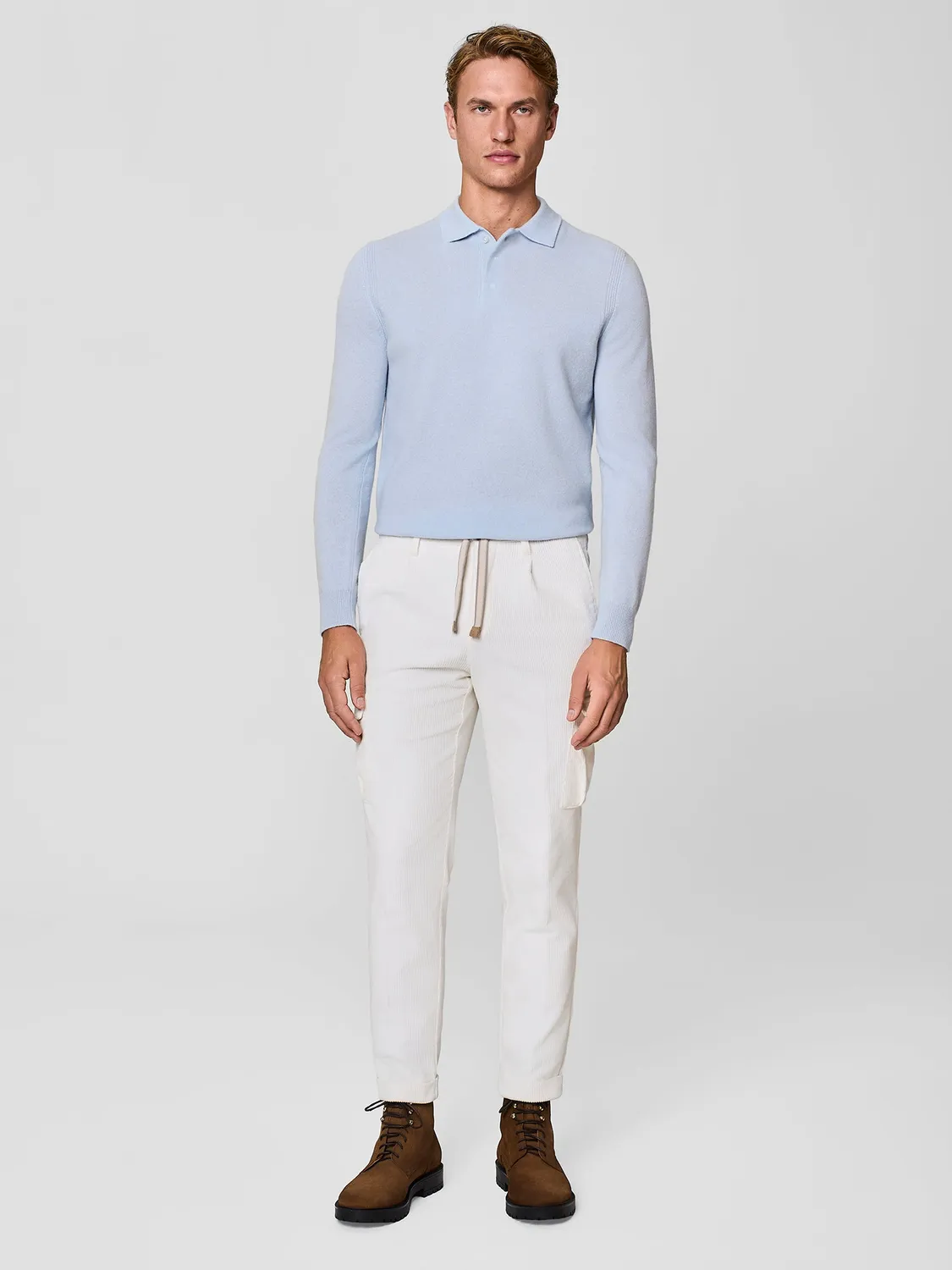 Paul Taylor pantalone velluto millerighe bianco tasconi