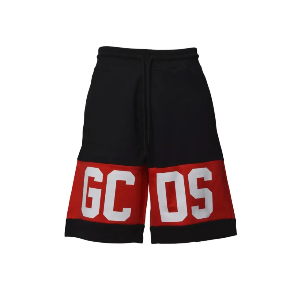 GCDS B1XM3100JD1 bermuda nero cotone band logo