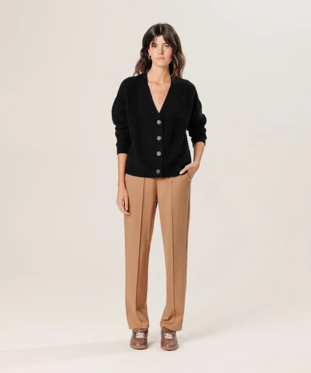 Rodier cardigan cashmere fantasia scollo V nero