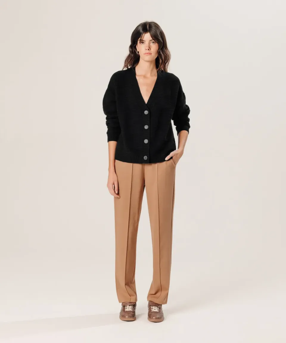 Rodier cardigan cashmere fantasia scollo V nero
