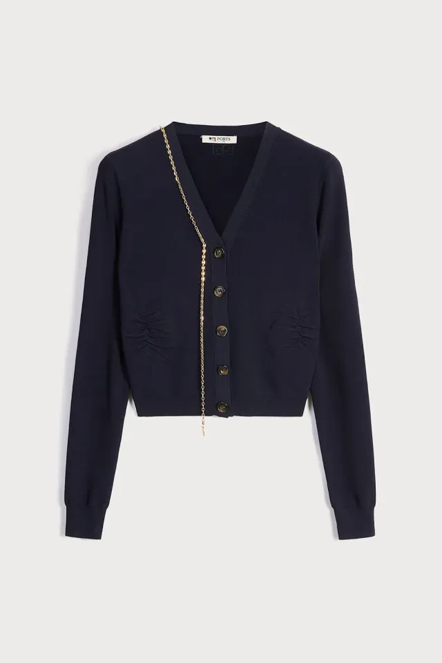 Ports 1961 Gold Chain cardigan blu navy catena oro