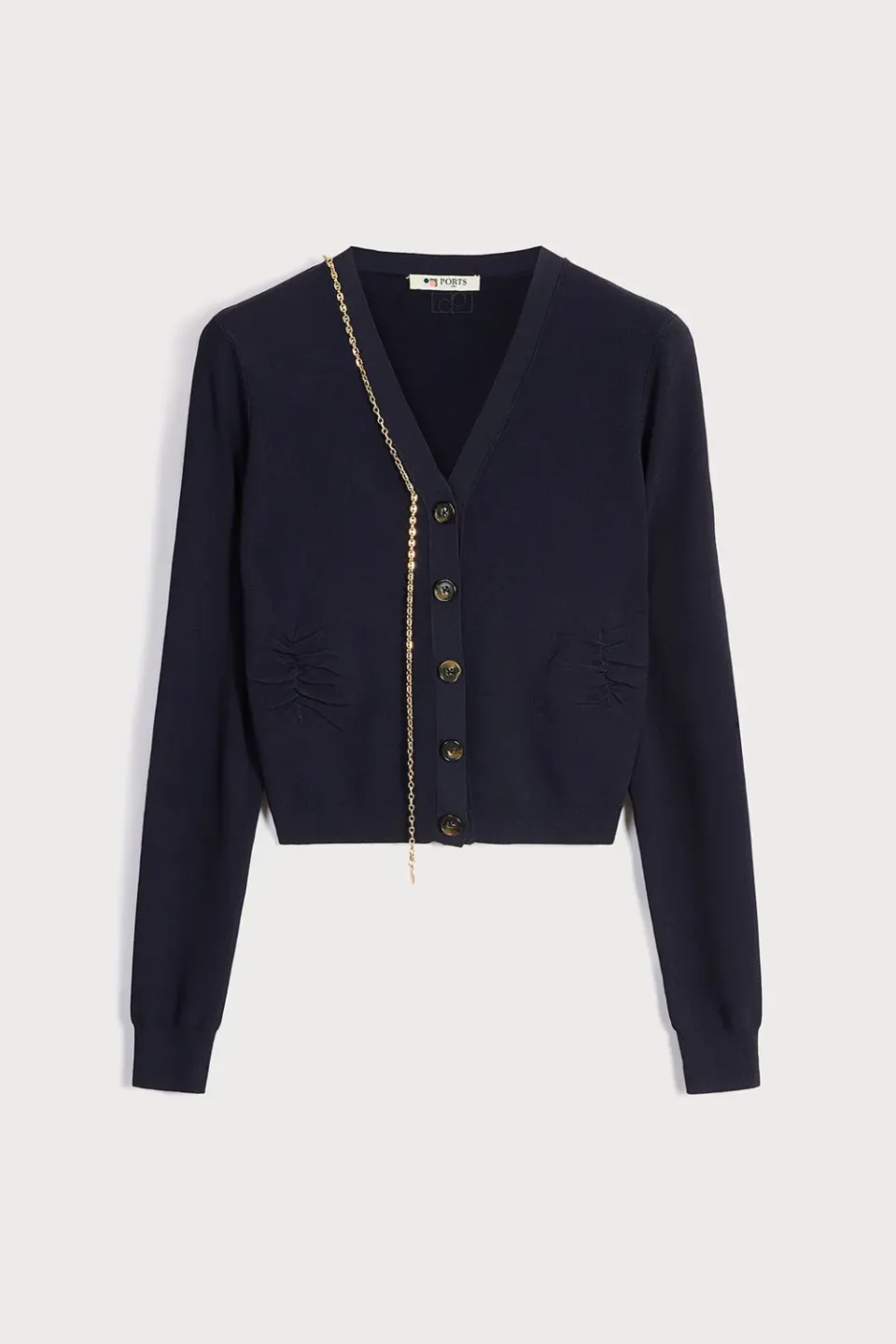 Ports 1961 Gold Chain cardigan blu navy catena oro