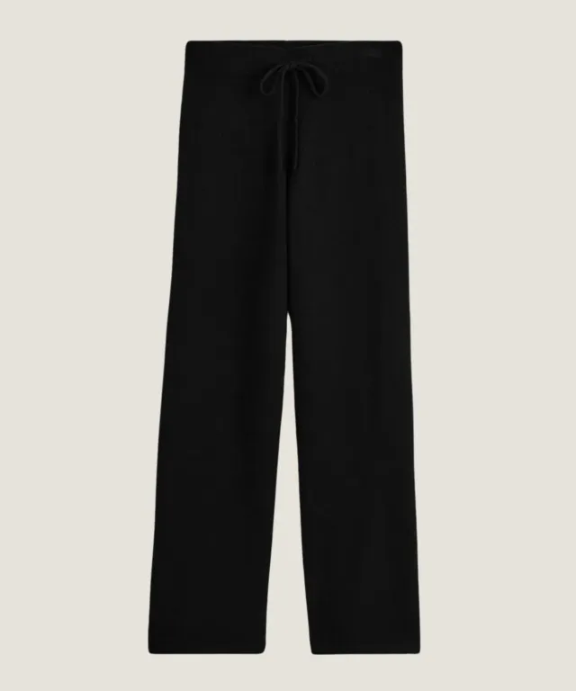 Rodier pantaloni larghi in cashmere nero jogging S-XL