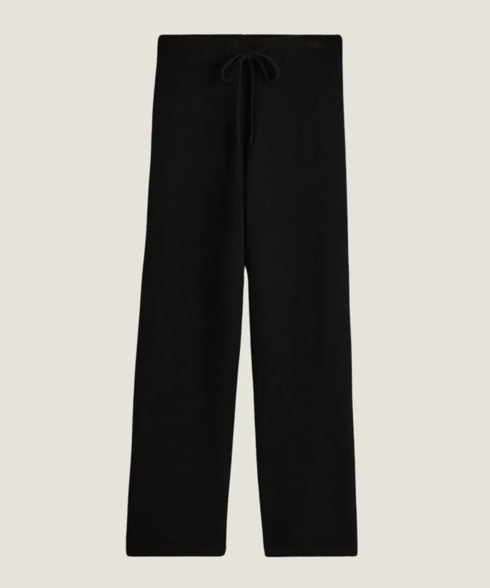 Rodier pantaloni larghi in cashmere nero jogging S-XL