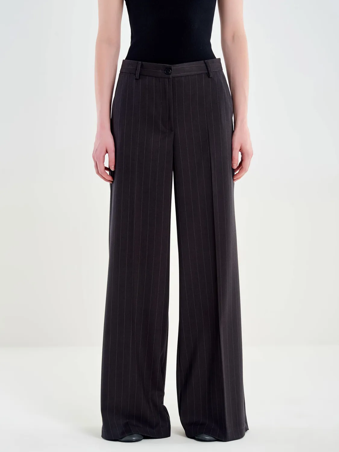 Vicolo TAC1546095ACASF pantalone gessato wide leg asfalto S