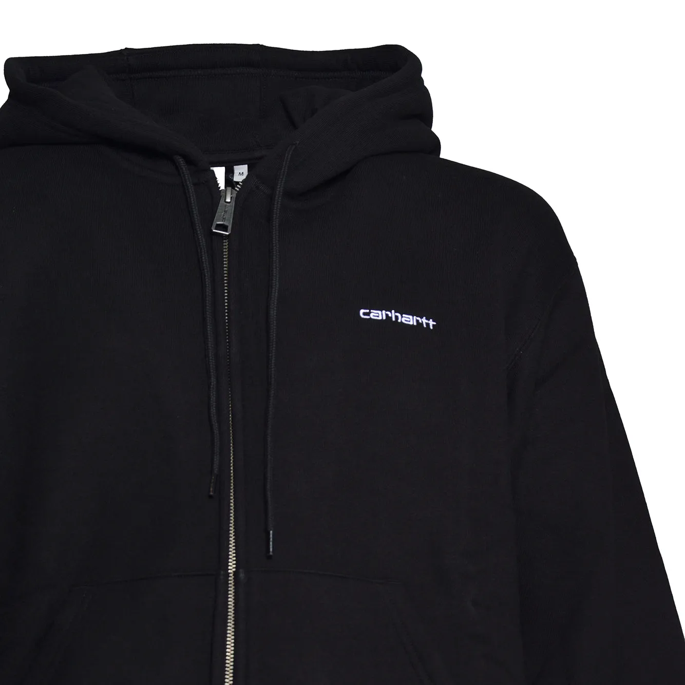 Carhartt Wip I037114 felpa zip nera cappuccio cotone
