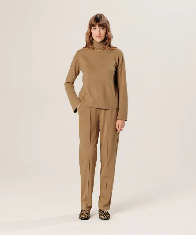Rodier maglione dolcevita cashmere cammello dritto
