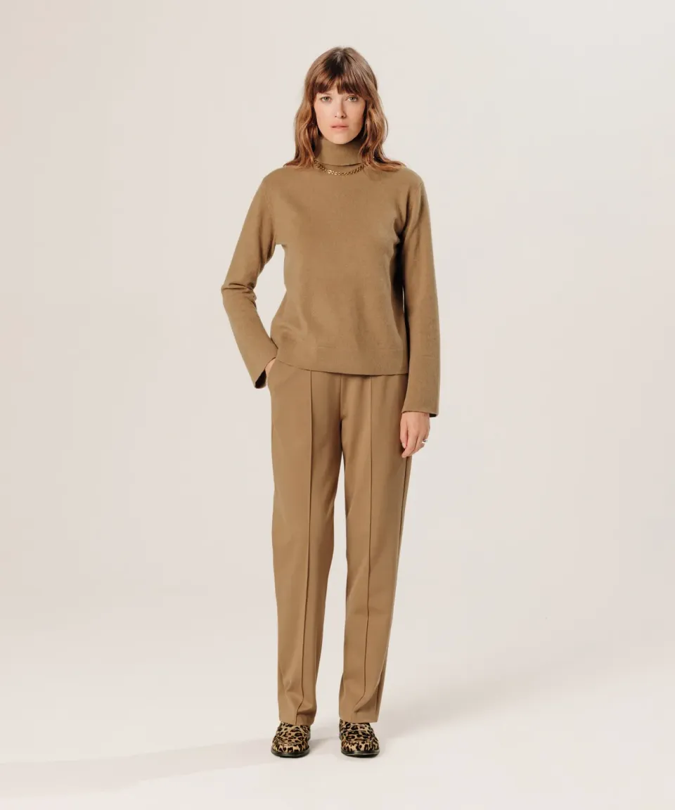 Rodier maglione dolcevita cashmere cammello dritto