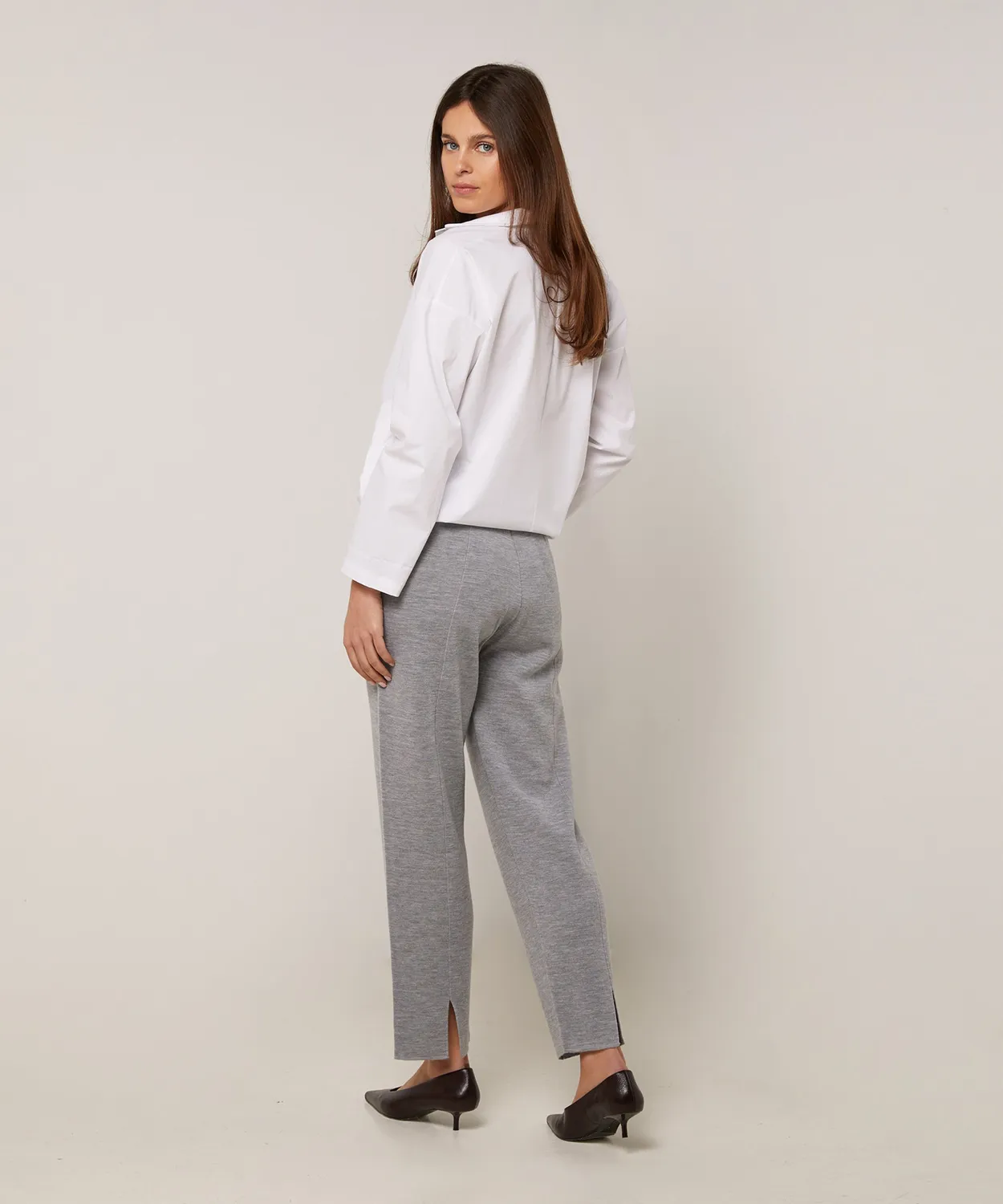 Rodier Pantaloni Lana Milano Grigio Chiaro Dritti