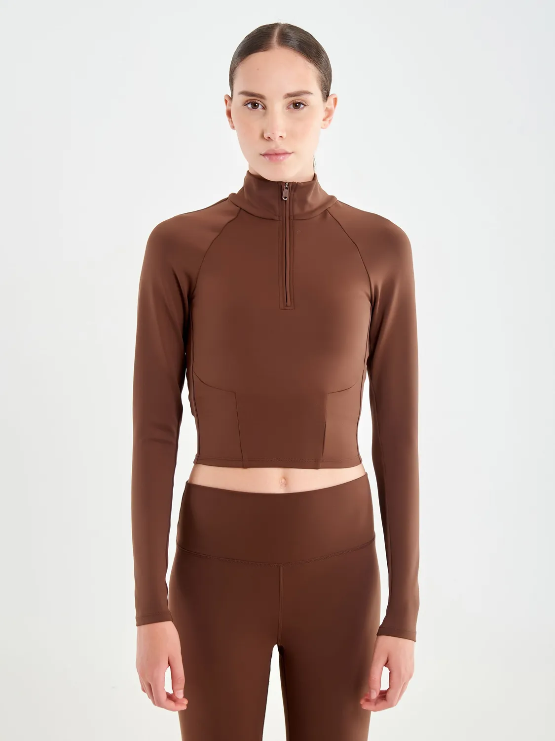 Vicolo Felpa Cropped Zip Tabacco tecnica modellante