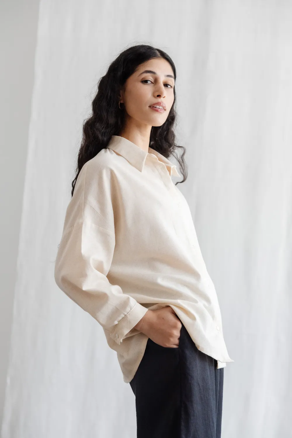 Jyoti Fair Works Mayank blusa crema lino cotone naturale