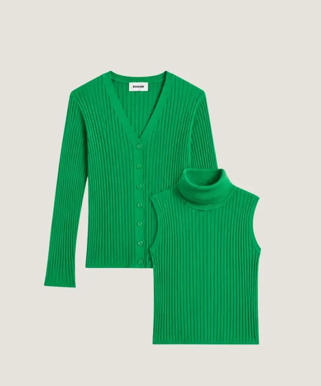 Rodier Twin-Set Dolcevita in Seta Twin-Set Verde Inglese S