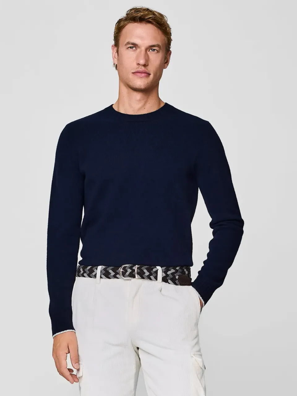 Paul Taylor Girocollo Pura Lana Maglione Blu