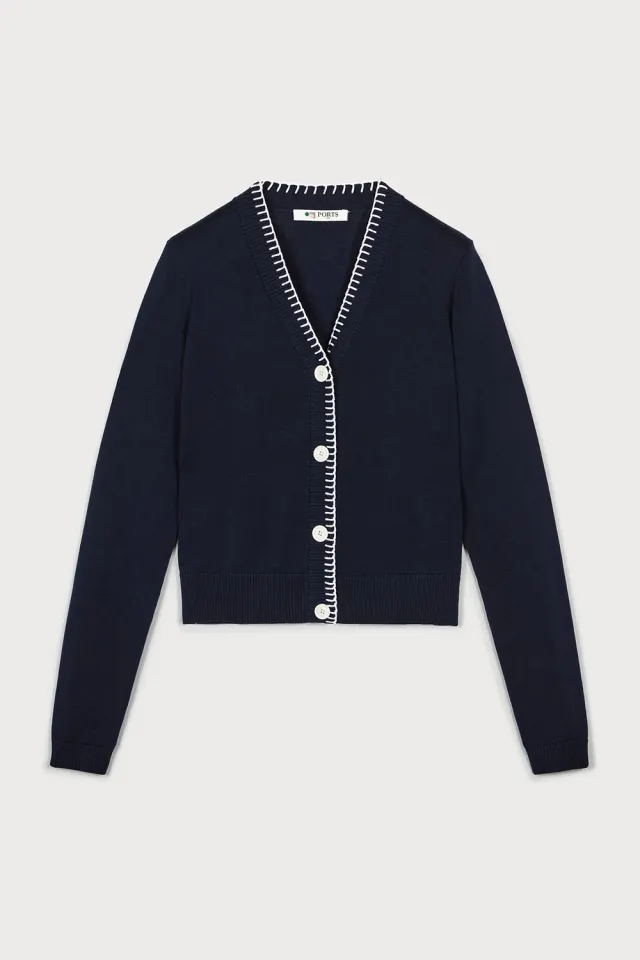 PORTS 1961 PW125KFN07 cardigan blu seta cotone