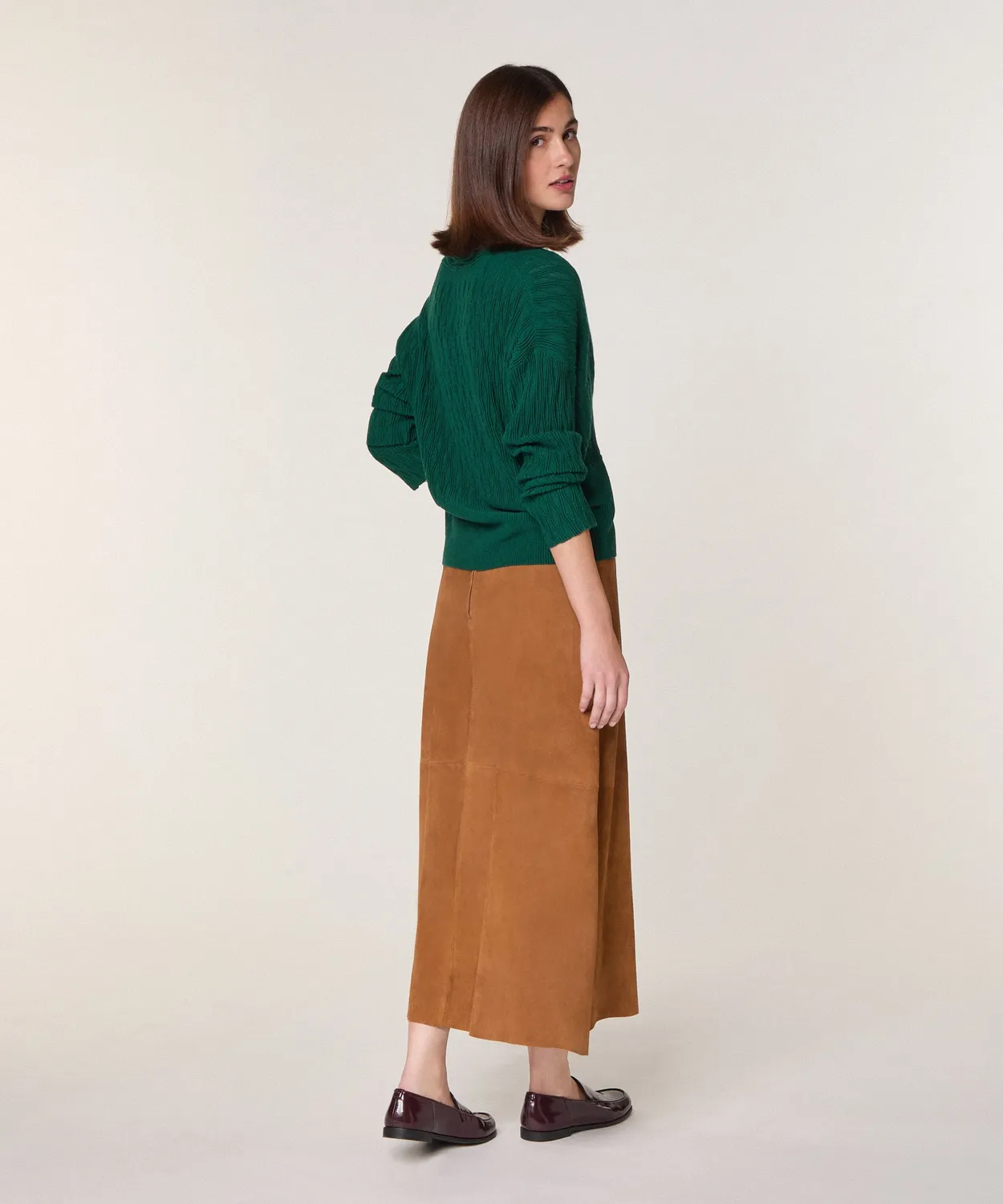 Rodier Maglia avvolgente lana merino verde inglese