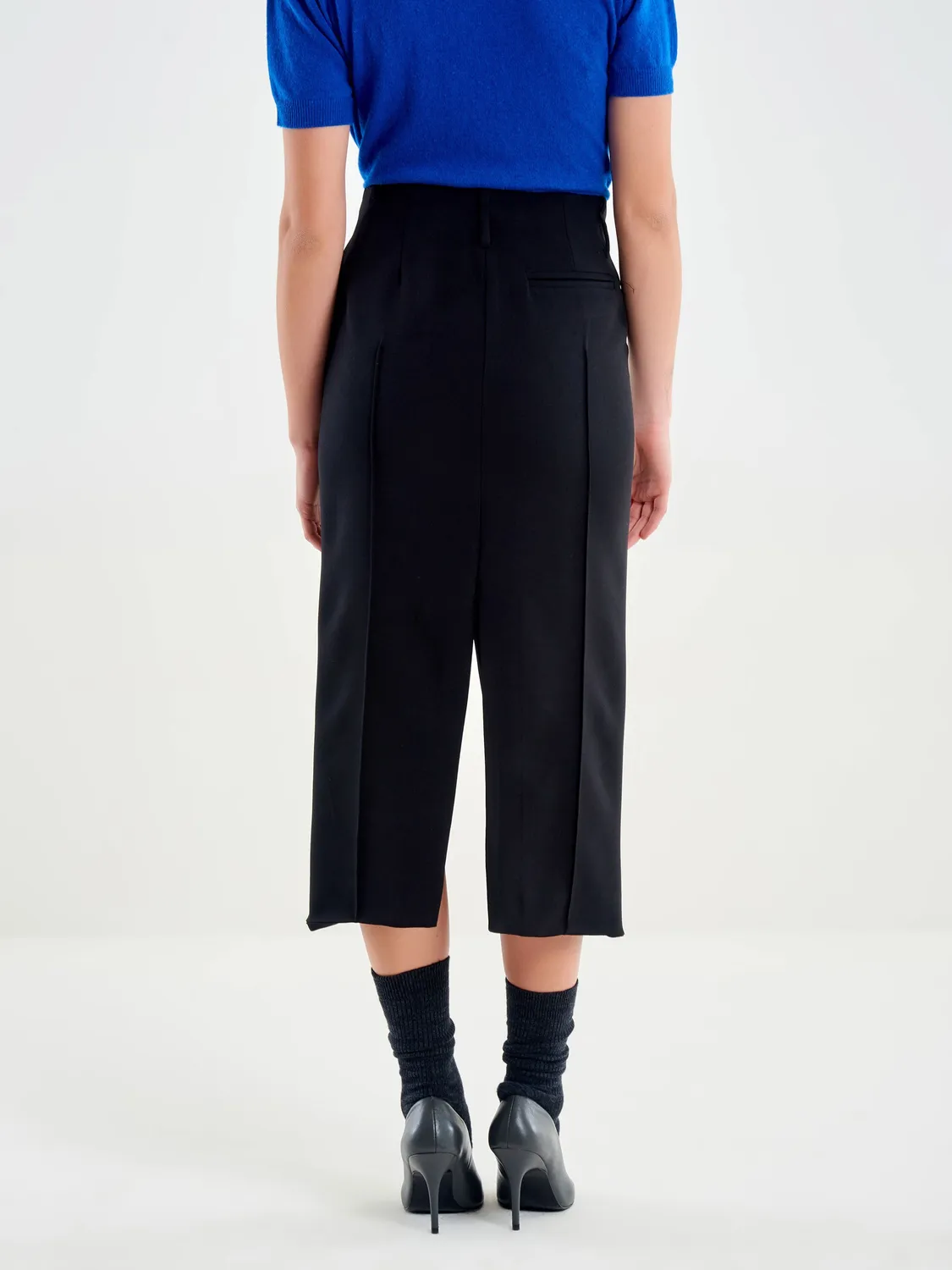 Vicolo Gonna Midi Spacchi Nera Elastan Taglia S