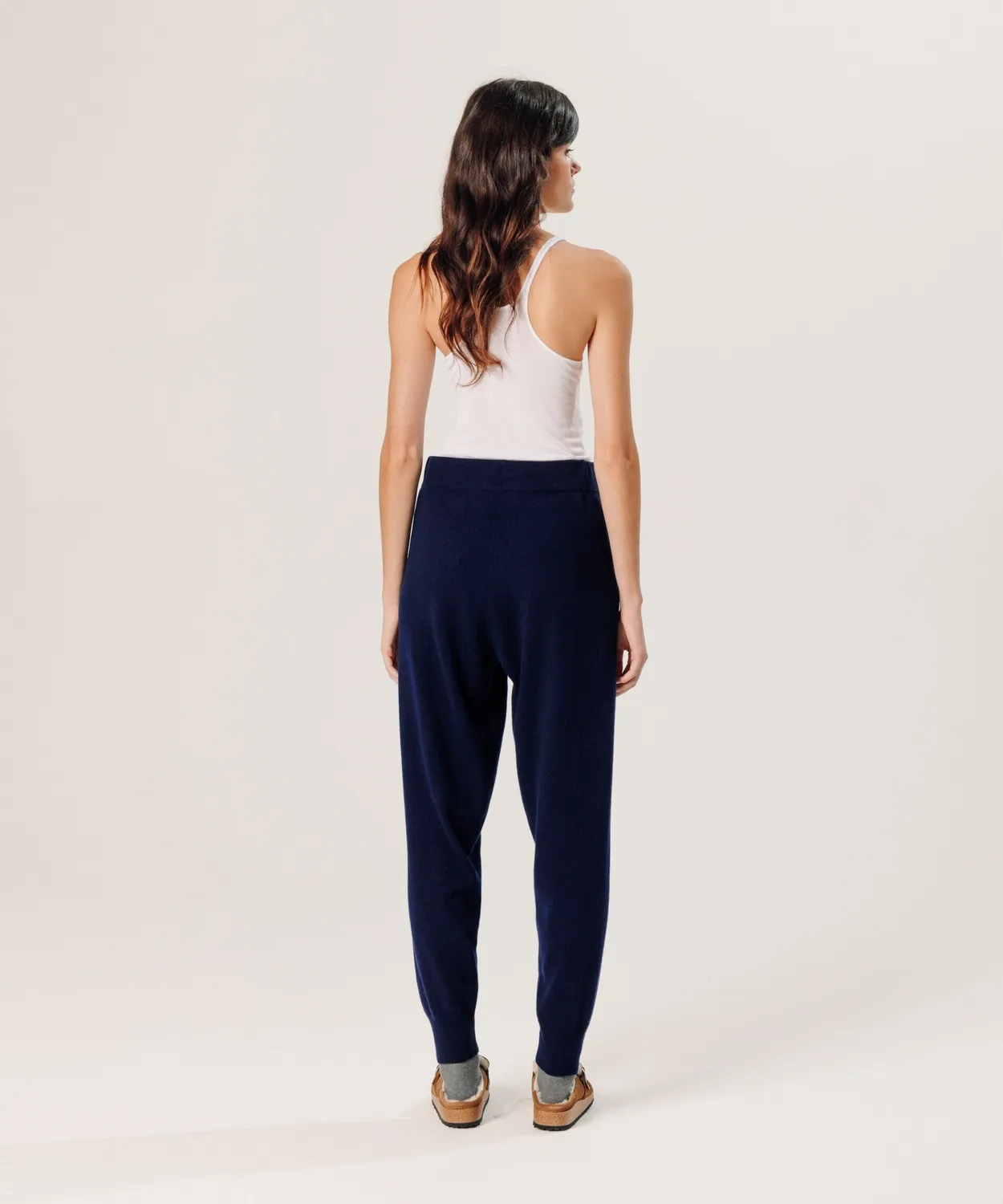 Rodier Pantaloni Jogging Cashmere Blu Navy 100% Cashmere