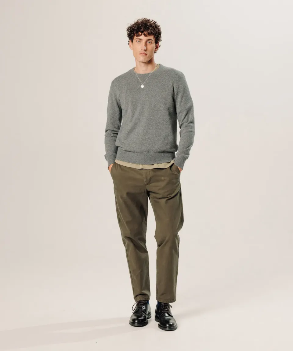 Rodier maglione girocollo cashmere 2 fili grigio medio