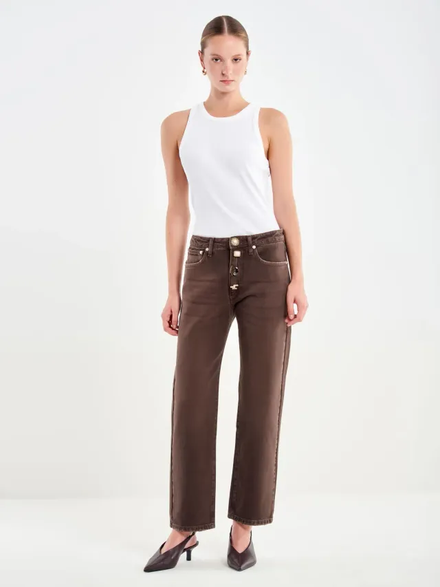 VICOLO Zoe jeans fondente bottoni gioiello