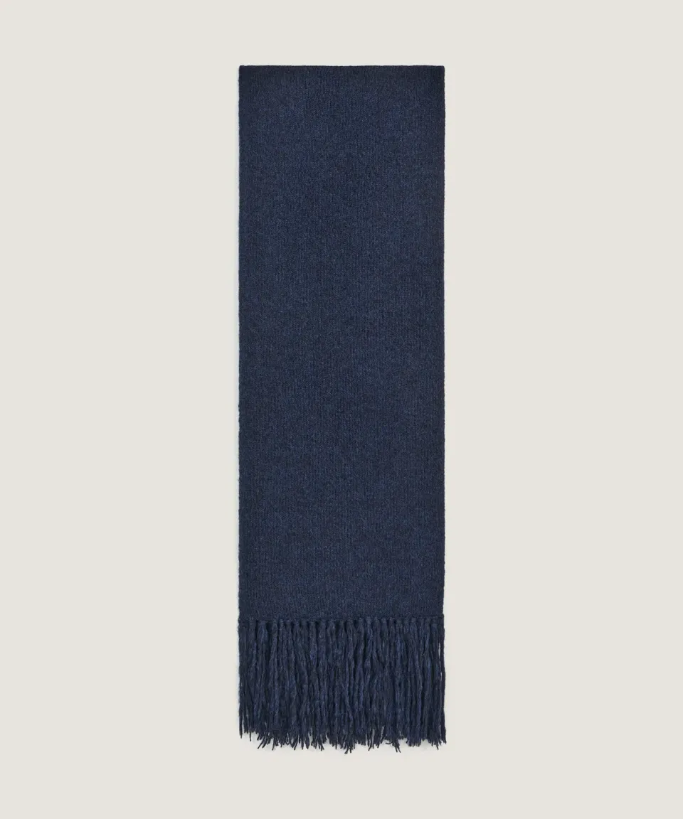 Rodier sciarpa lunga maglia grossa blu navy