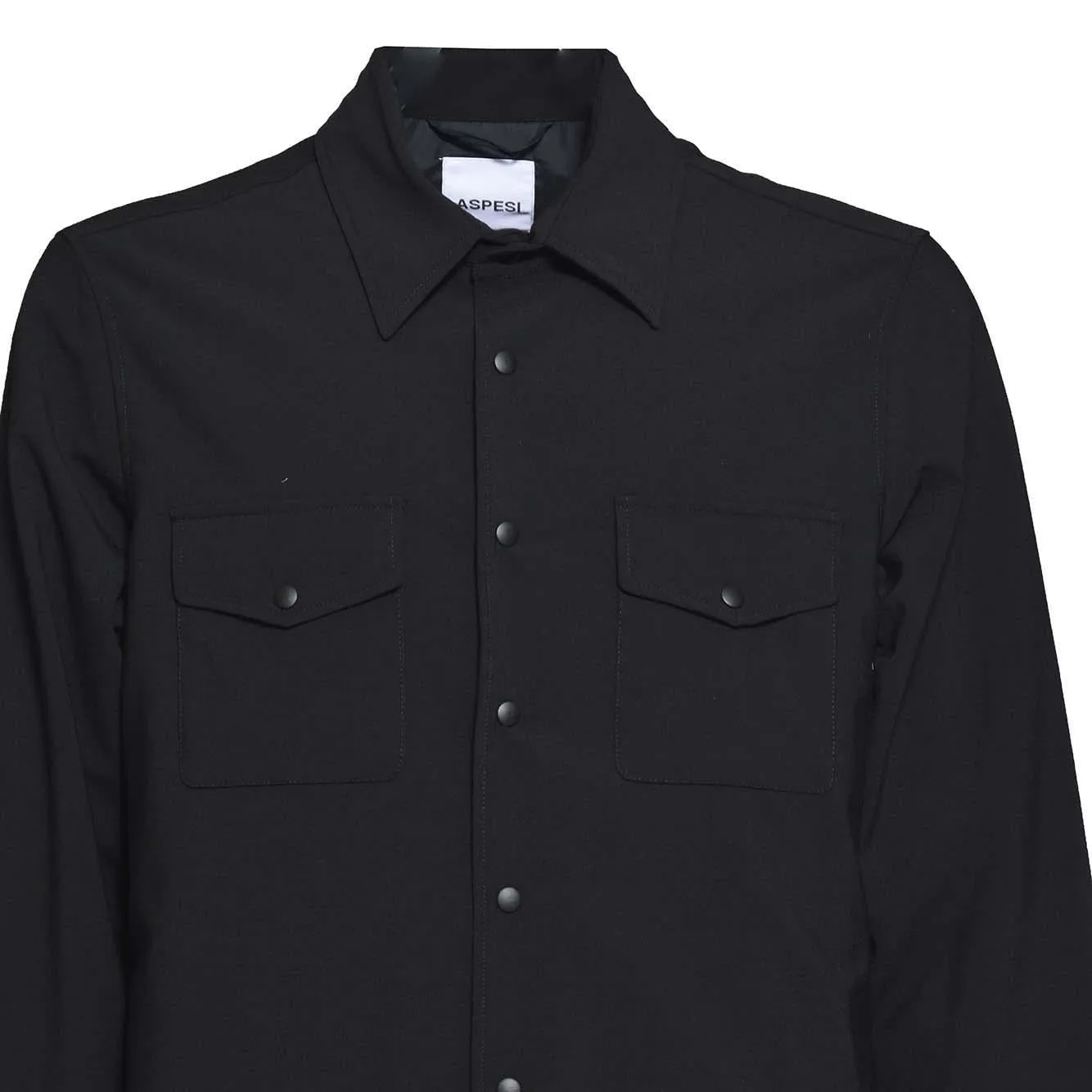 Aspesi CE27Z058 overshirt nera flanella imbottita