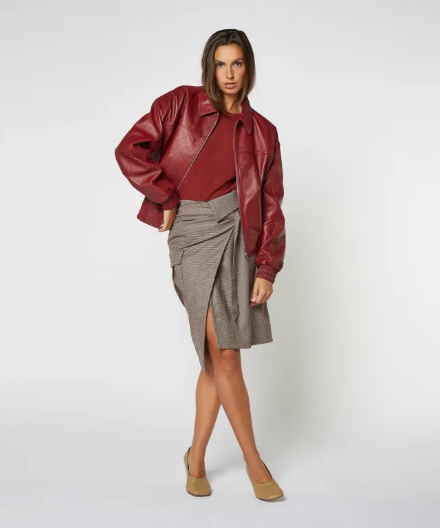 Rodier Bomber in pelle bordeaux zip
