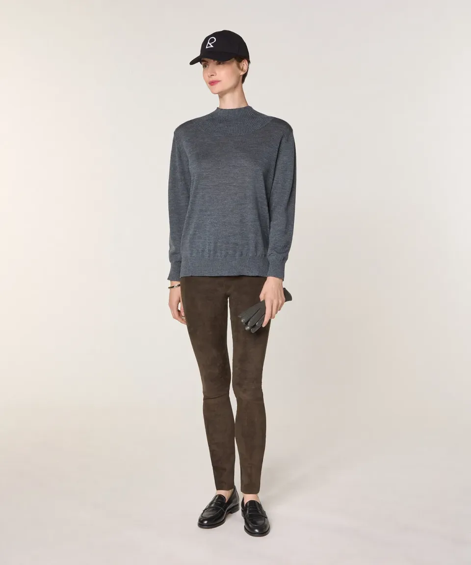 Rodier maglia collo alto lana merino grigio piombo