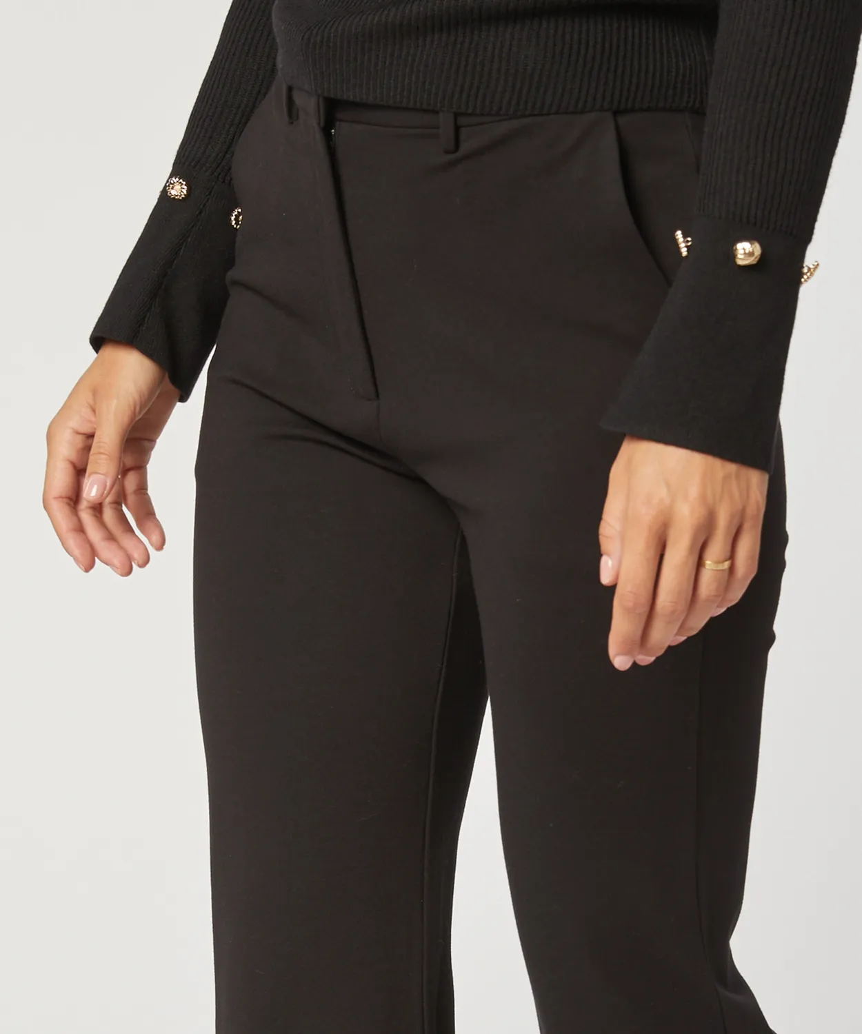 Rodier Milano pantaloni svasati nero vita alta