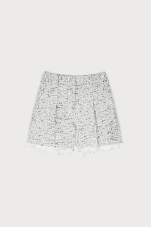 PORTS Chic Trimmed Tweed bermuda nero e bianco rifinito
