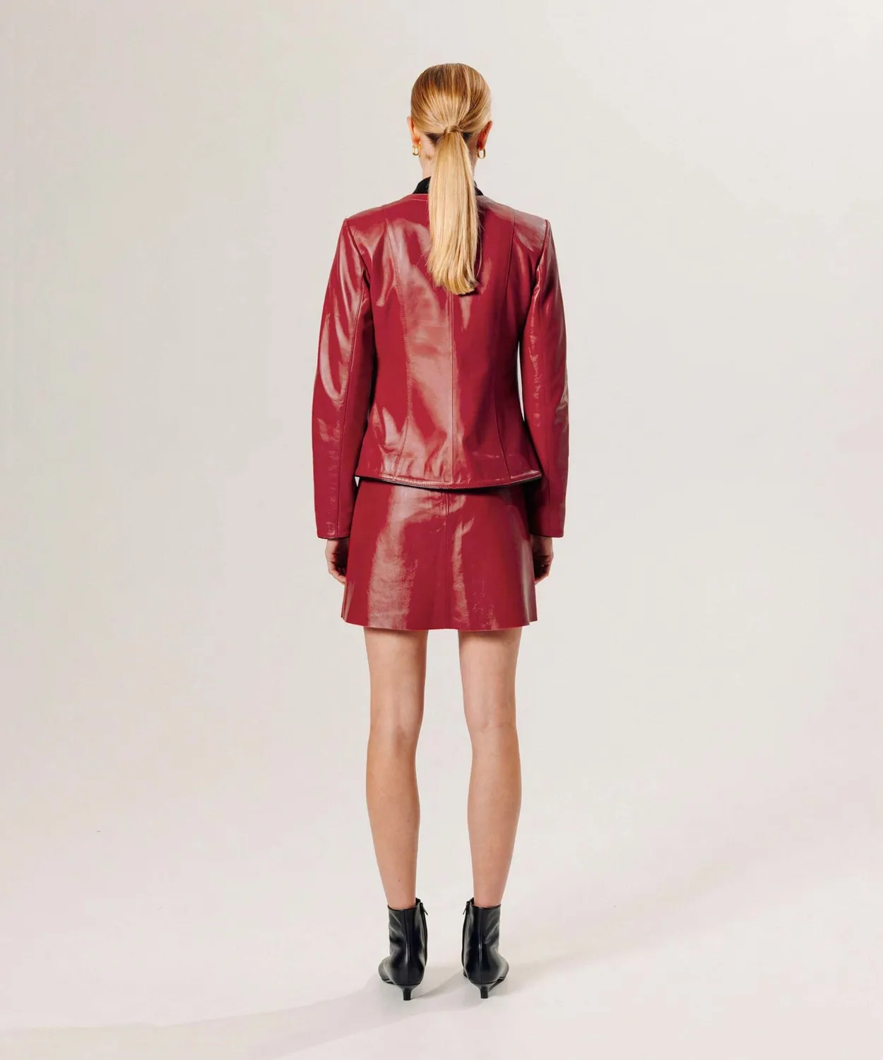 Rodier Giubbotto Pelle Rosso Ruby Slim con Zip