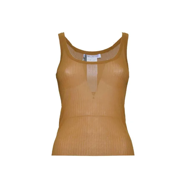 Max Mara Bastia top seta cammello coste S
