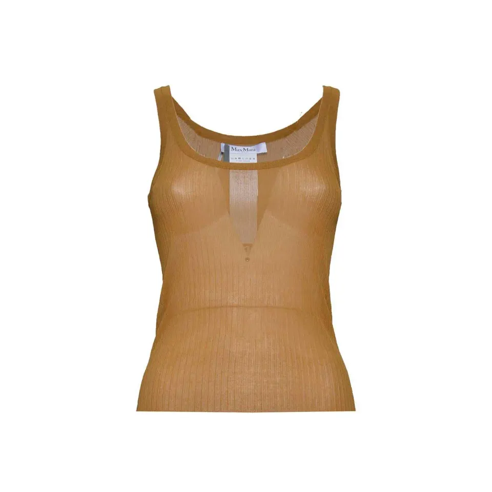 Max Mara Bastia top seta cammello coste S