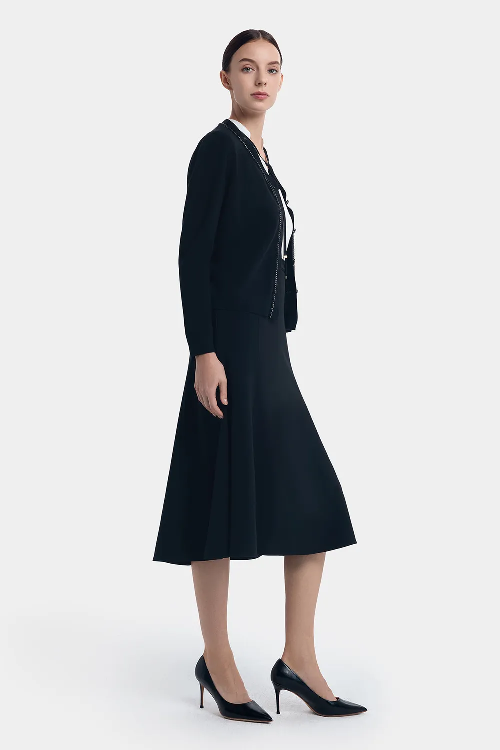Ports LT9K040NKW008 cardigan nero lana catena