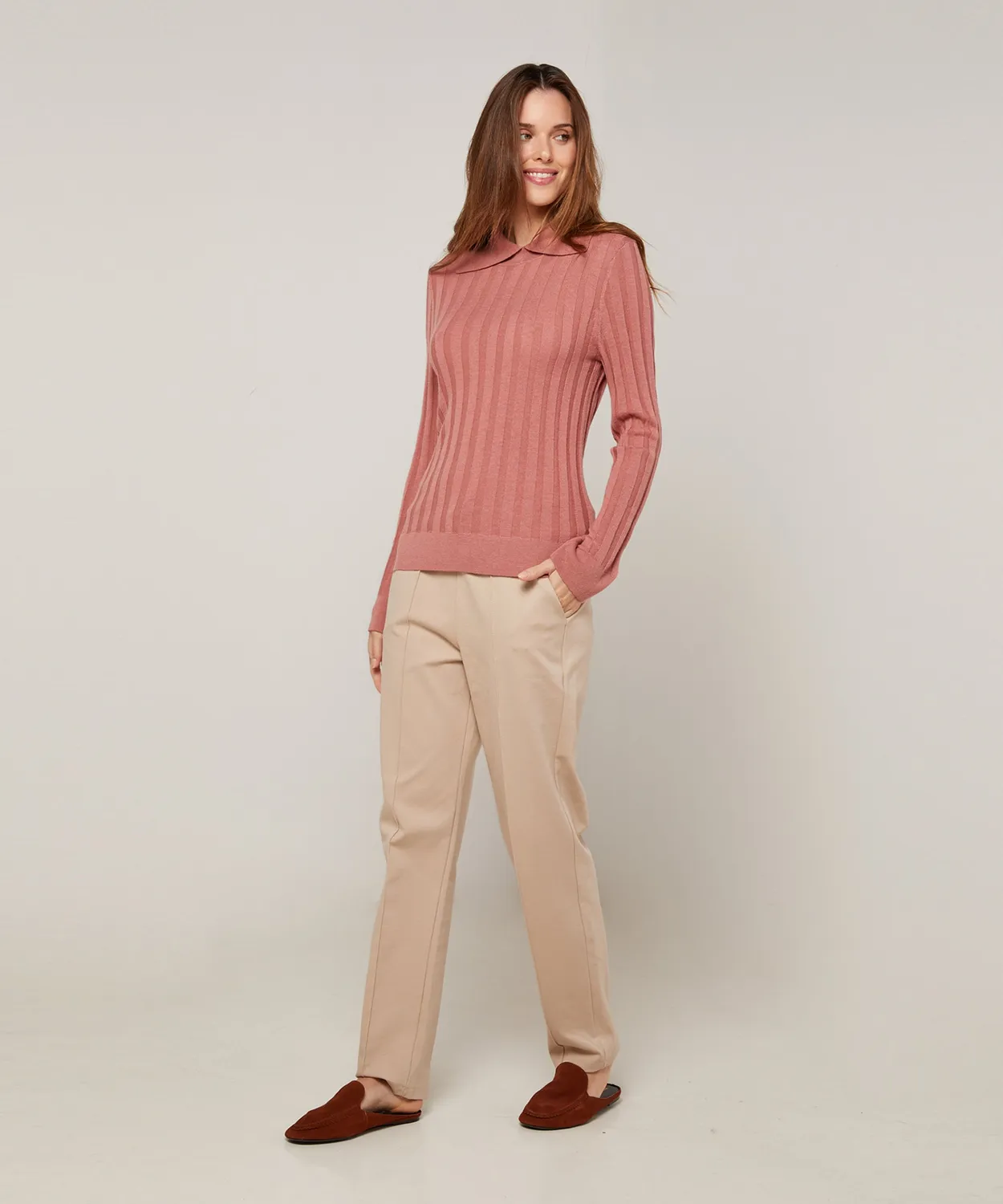 Rodier Maglione Calzino Collo Polo maglione bois de rose