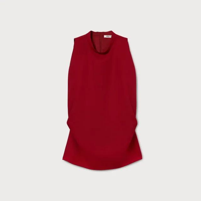 PORTS top smanicato rosso in lana collo alto