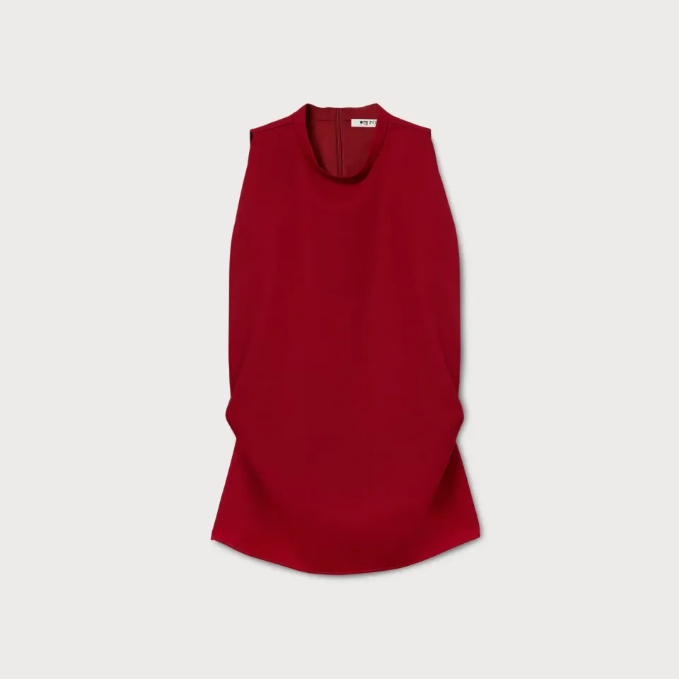 PORTS top smanicato rosso in lana collo alto