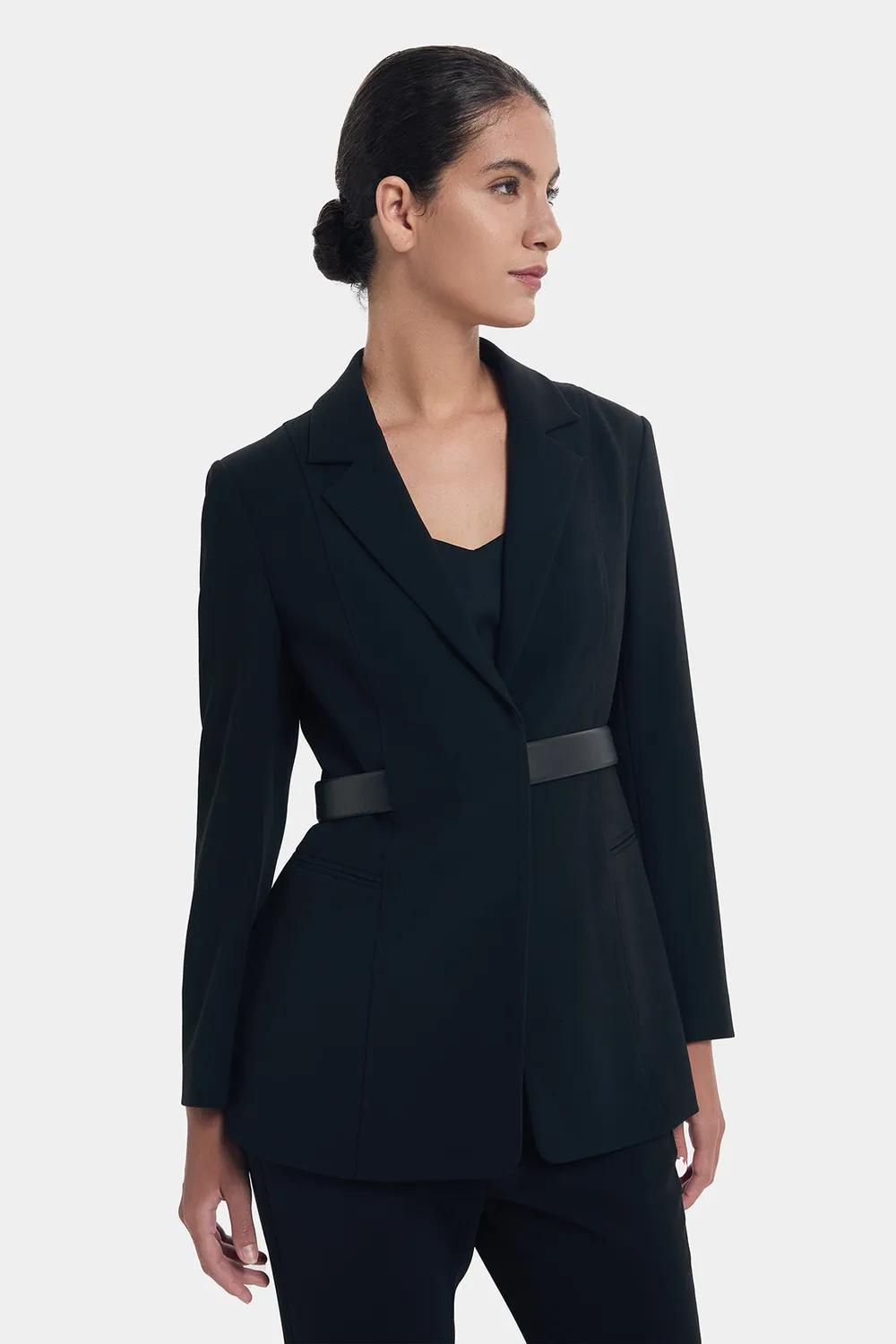 PORTS FW24 LT9J063NWB011 blazer nero con cintura