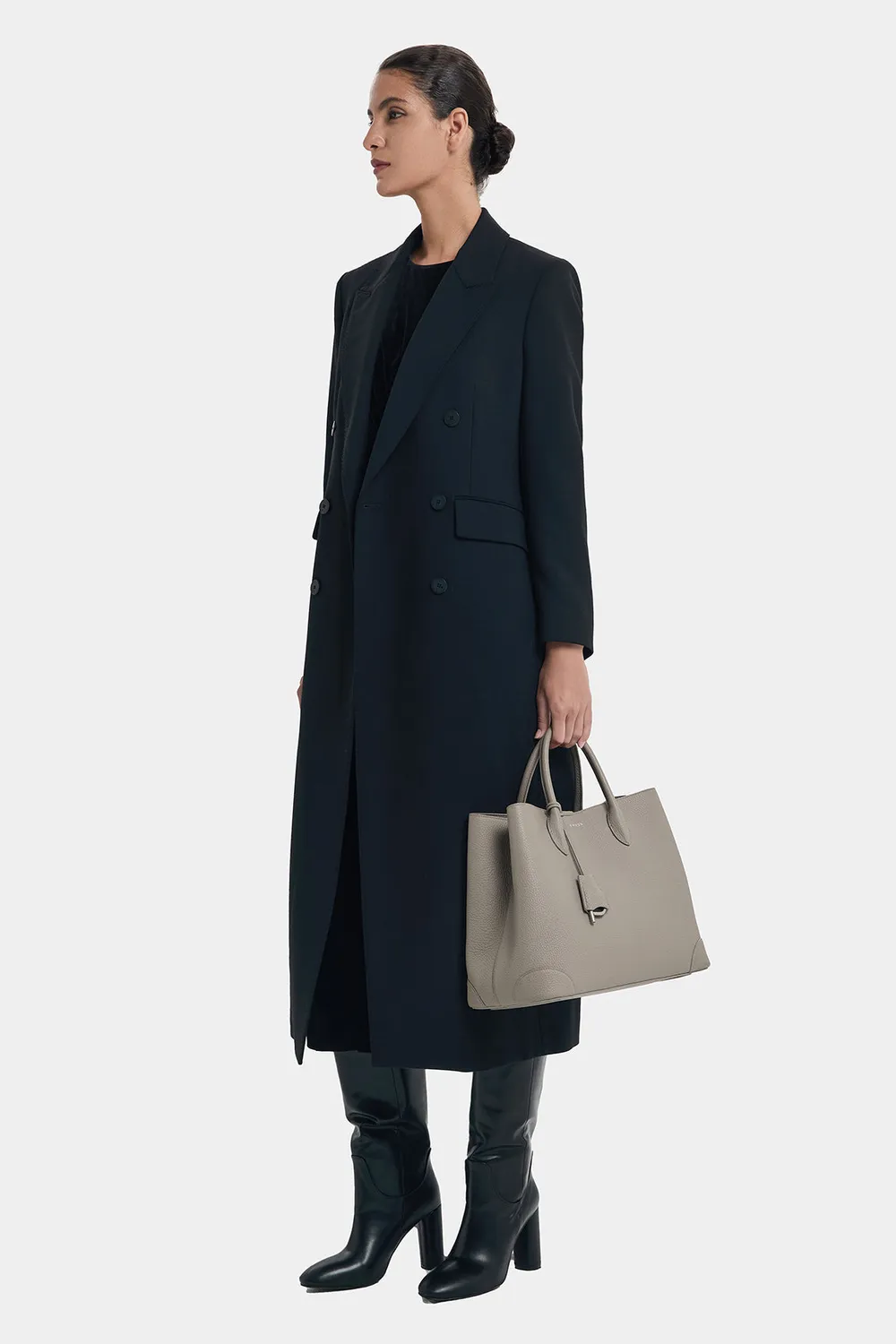 PORTS Classic Modern Trench cappotto nero 6 lana mezza stagione