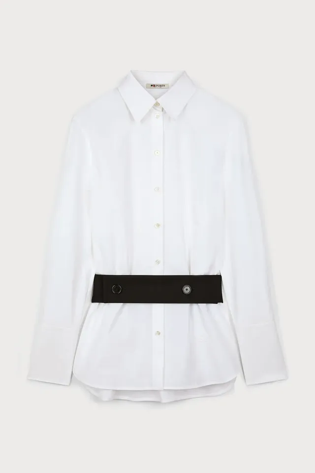 PORTS 1961 PW425 camicia bianco ottico cintura