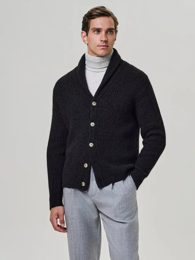 Paul Taylor Cardigan Sciallato Misto Yak Lana Moro