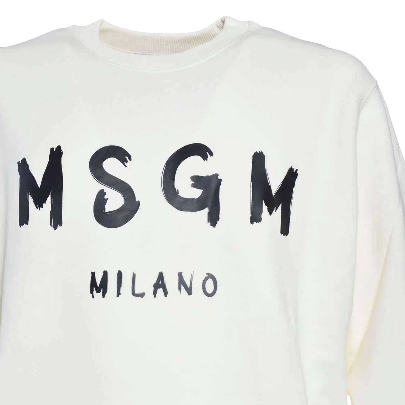 MSGM 2000MM513200001 felpa girocollo panna logo nero XL