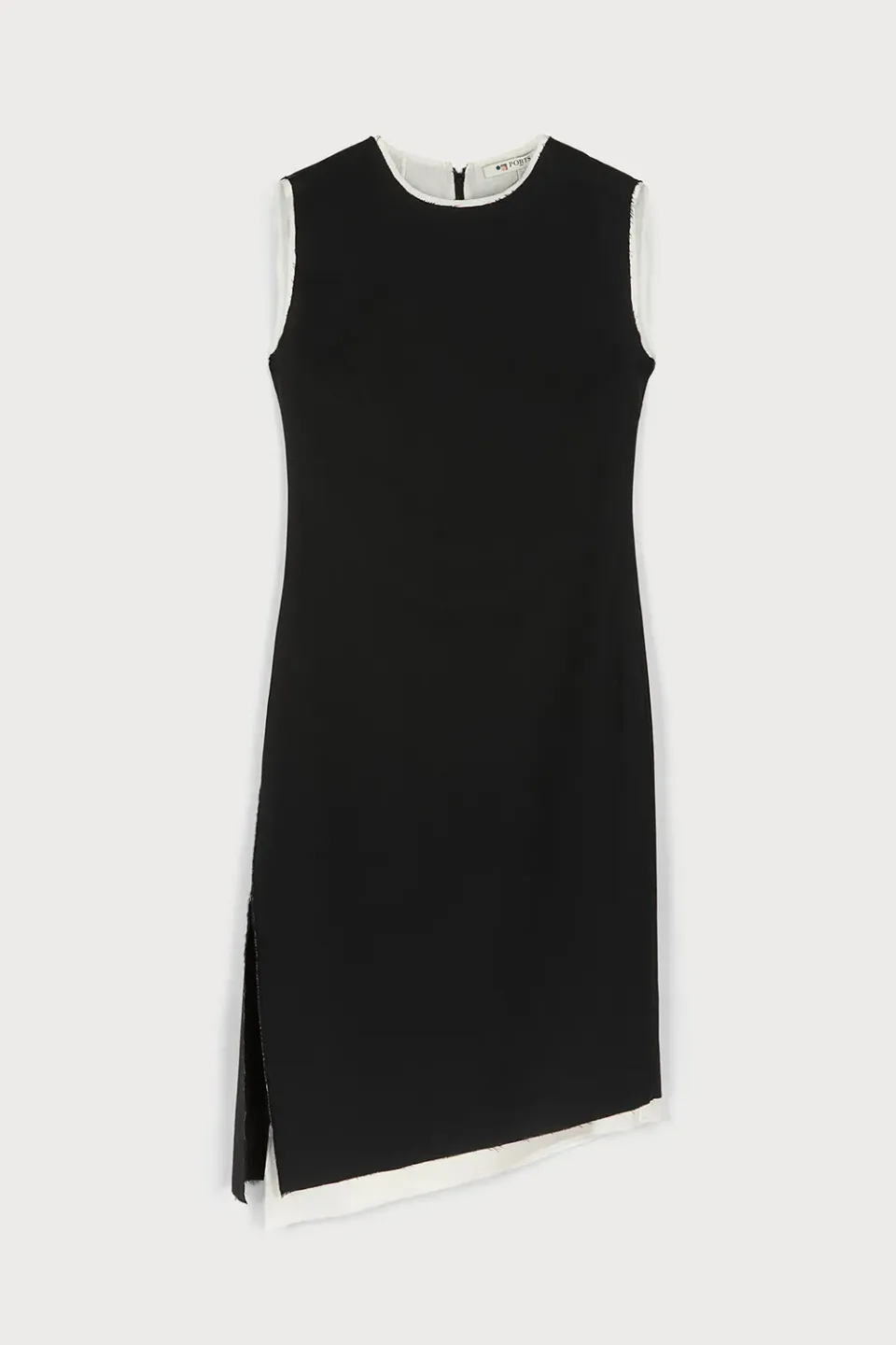 Ports vestito nero elegante con profili bianchi